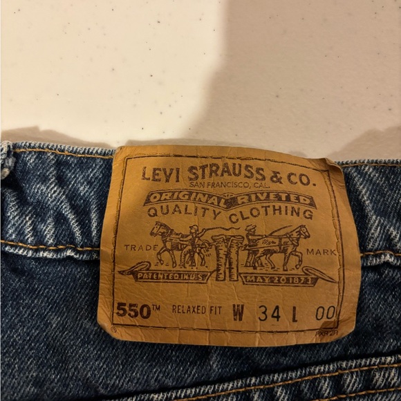 Vintage 90’s Levi 550 White Tab Blue Denim Jean Shorts Men’s Size 34 Made In USA - Picture 4 of 5